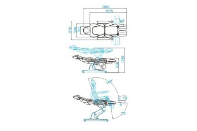 Profesionali elektrinė podologinė kėdė- lova AZZURRO 870S PEDI, (3 varikliai) 9