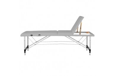 3 dalių aliuminio patogus sulankstomas masažo stalas, pilkas 1