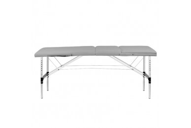 3 dalių aliuminio patogus sulankstomas masažo stalas, pilkas 2
